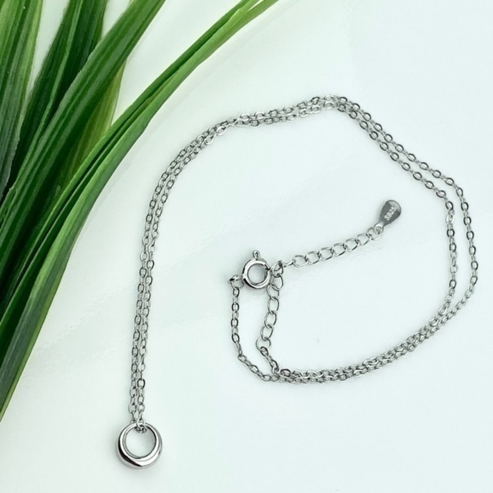 Sterling Silver Necklace S925 Stamped‎ Small Circle Pendant